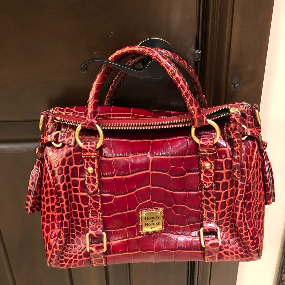 Deep red croco leather Dooney & Bourke bag